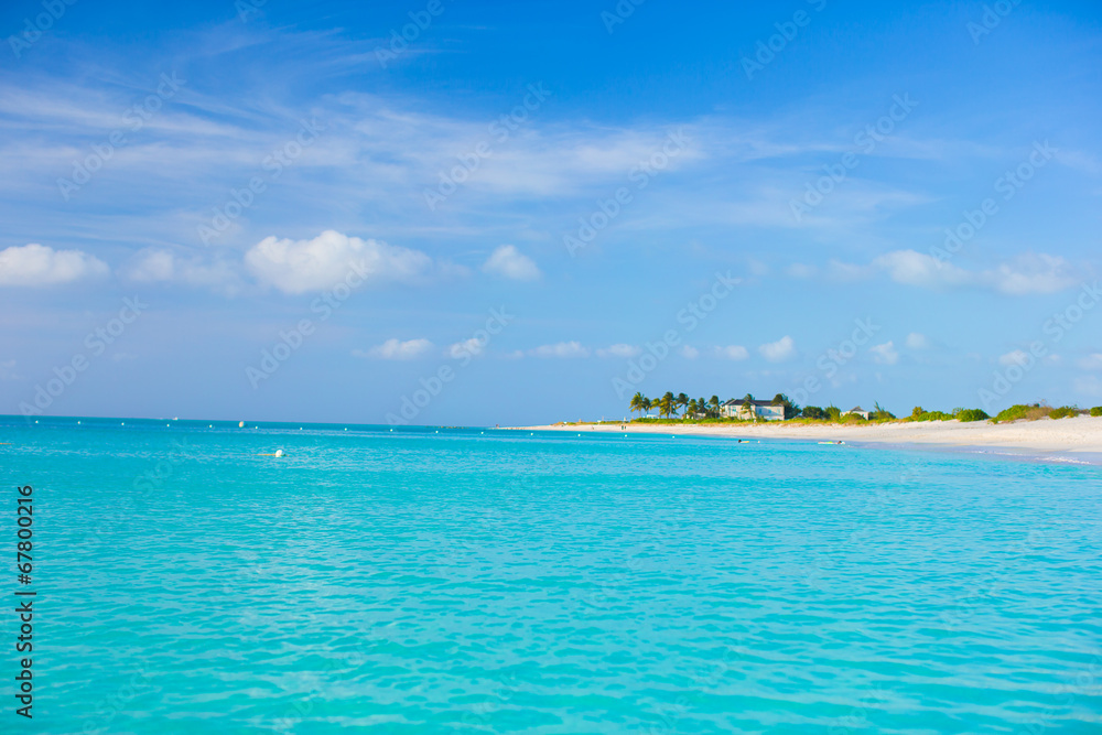 Perfect white beach with turquoise water on Caribbean Perfect white beach with turquoise water on Caribbean