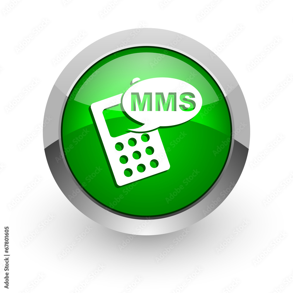 mms green glossy web icon
