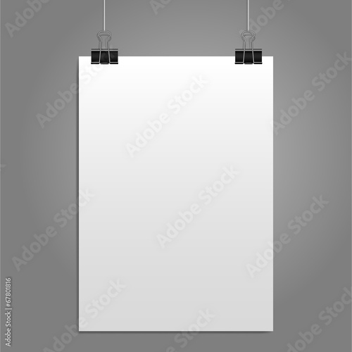 Blank white page binder clip