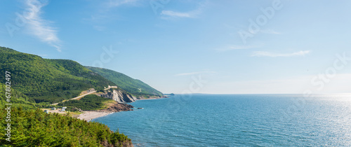 Valokuva Panorama of a coastal scene on the cabot trail