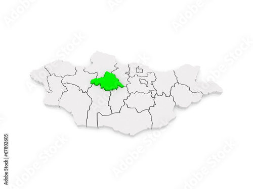 Map of Arhangai . Mongolia.