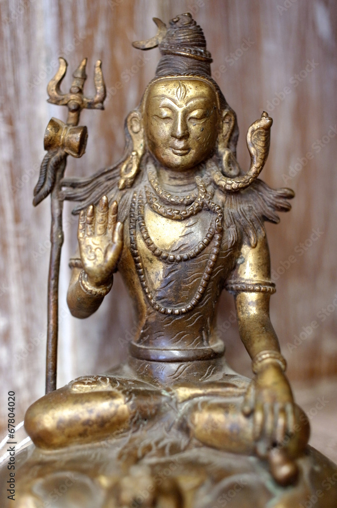 Peaceful brass Buddha statue