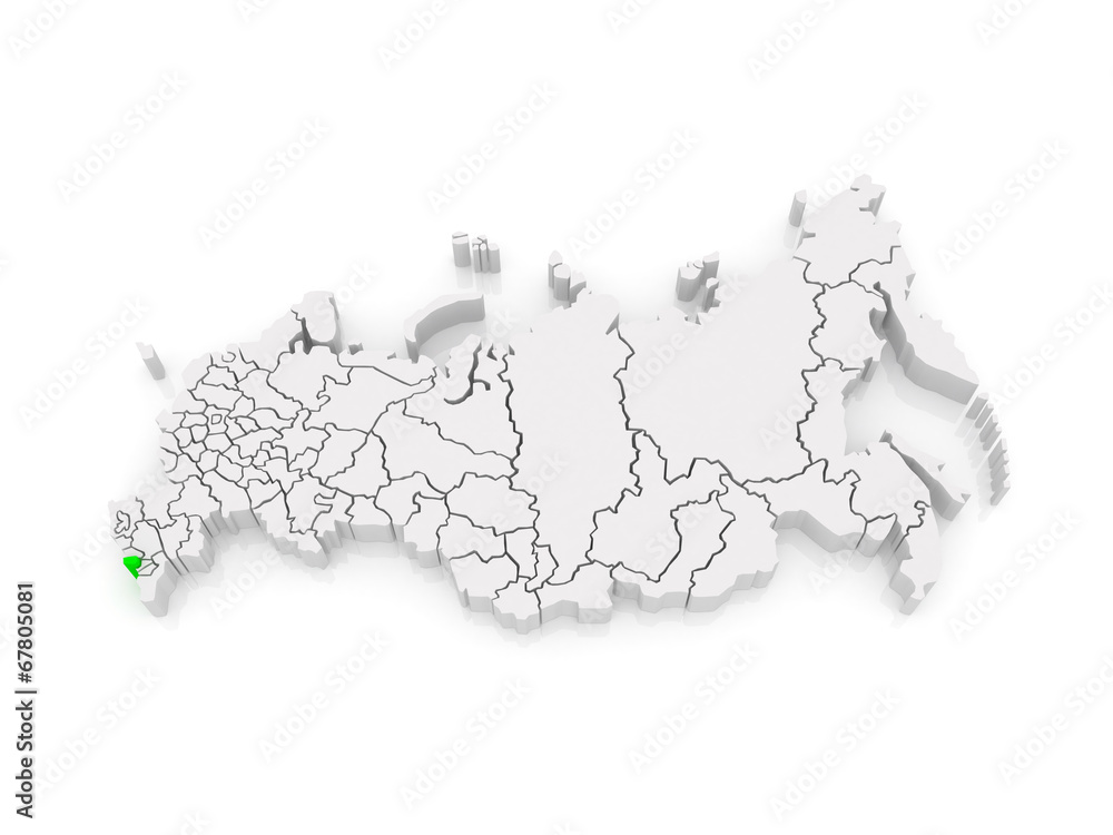 Map of the Russian Federation. Republic of North Ossetia - Alani Map of the Russian Federation. Republic of North Ossetia - Alani