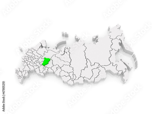 Map of the Russian Federation. Perm Krai.