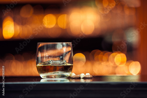Whiskey on wood bar