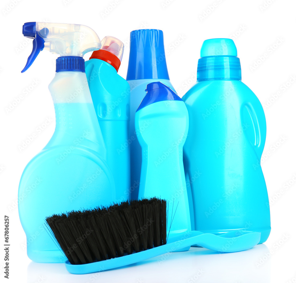 Cleaning products isolated on white Cleaning products isolated on white
