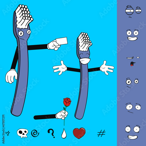 toothbrush cartoon isolated set pack5
