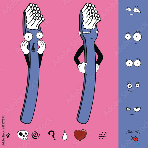 toothbrush cartoon isolated set pack4