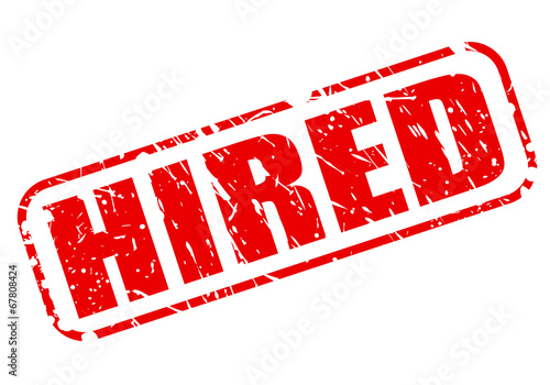 HIRED red stamp text