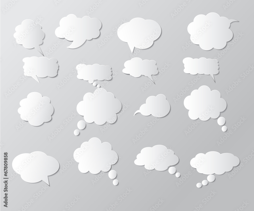 set of blank paper speech bubbles. set of blank paper speech bubbles.