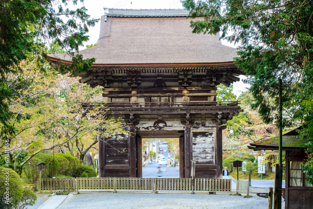 Sanjeong Temple with nice sakura at spring season Sanjeong Temple with nice sakura at spring season