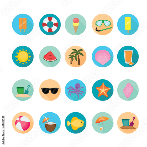 Beach and summer icons set. Illustration eps10