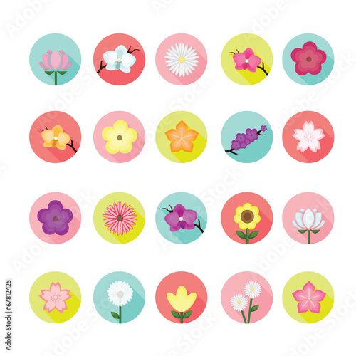 Flower icons set. Illustration eps10