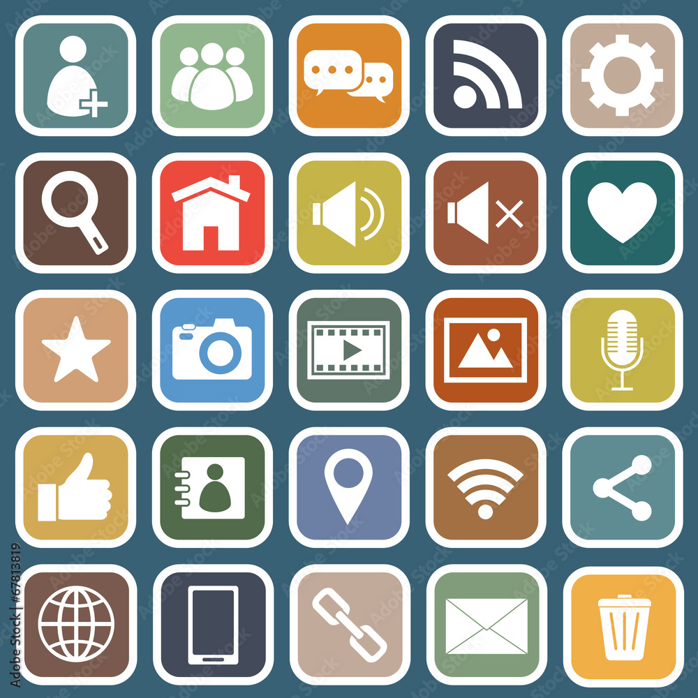 Chat flat icons on blue background Chat flat icons on blue background