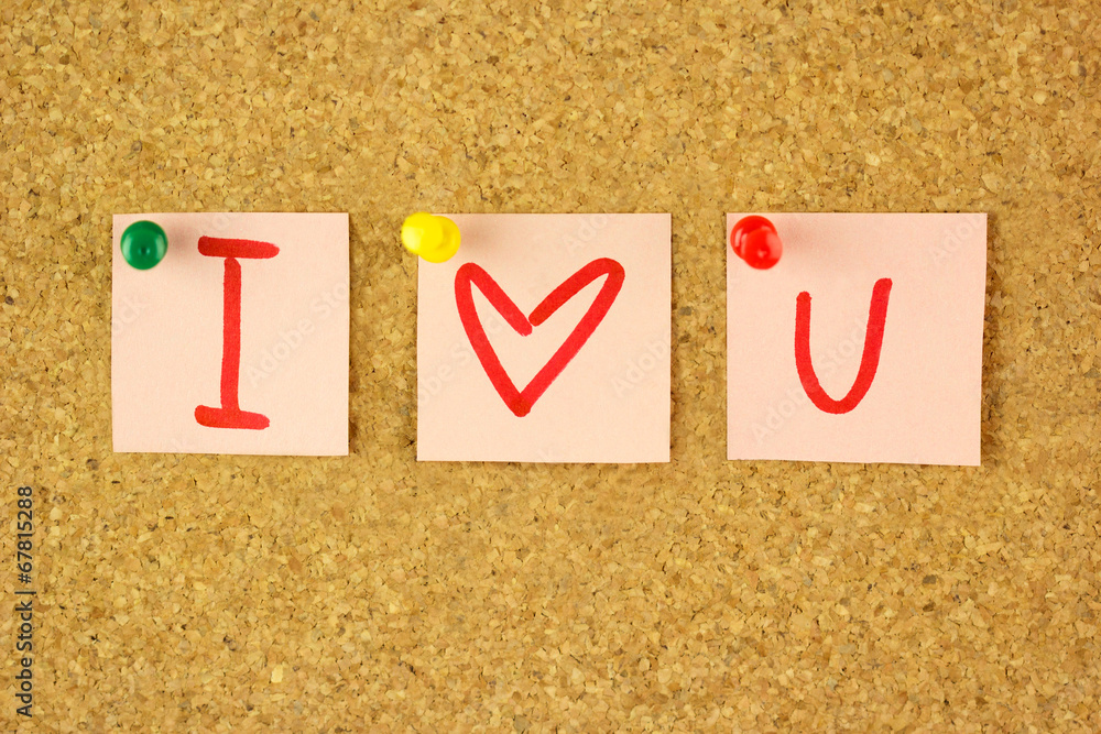 Stickers with love message on the cork