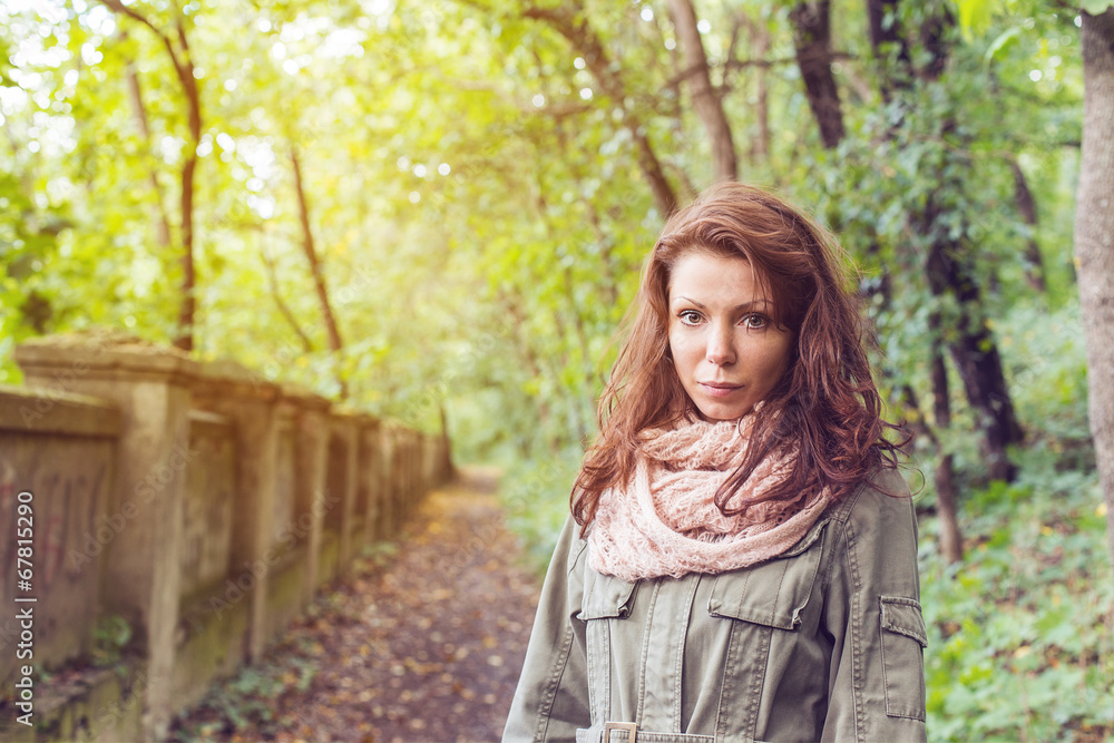 Park woman autumn path Park woman autumn path