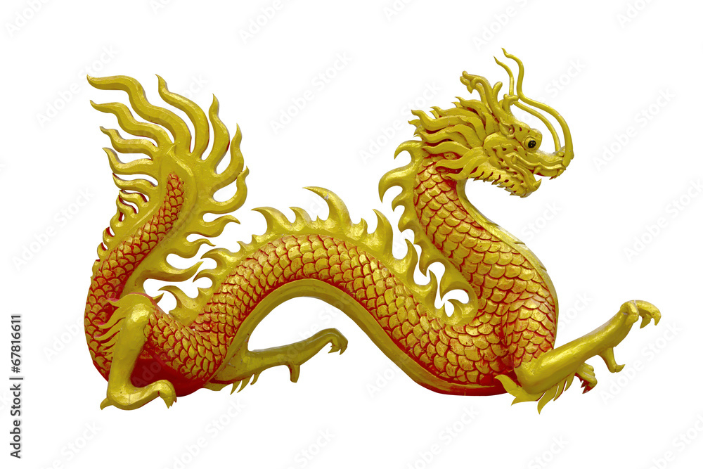 Obraz premium golden Chinese dragon on isolate background