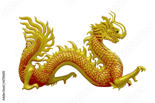 golden Chinese dragon on isolate background