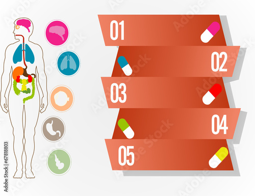 the capsules in the rectangles and the silhouette of a man