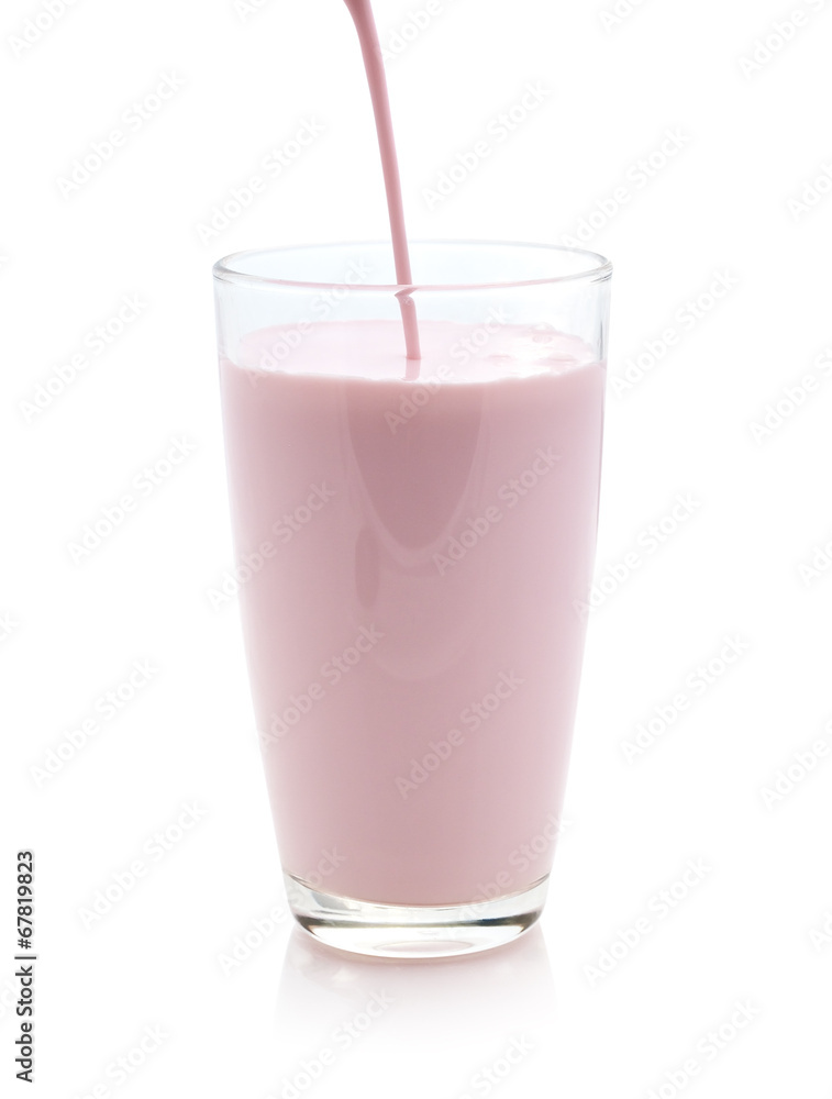 Strawberry milk on white background Strawberry milk on white background
