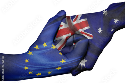 Handshake between European Union and Australia