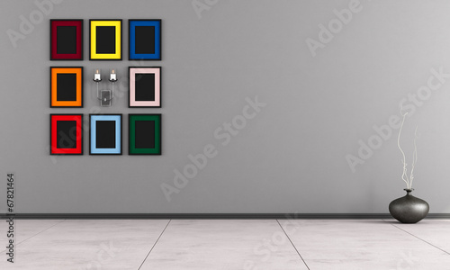 Minimalist room with colorful frame