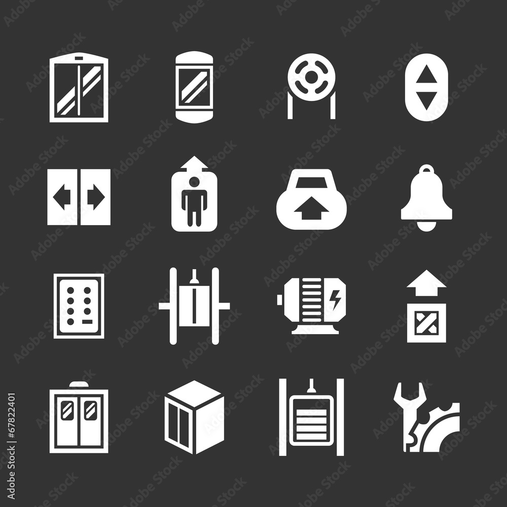 Set icons of elevator and lift Set icons of elevator and lift
