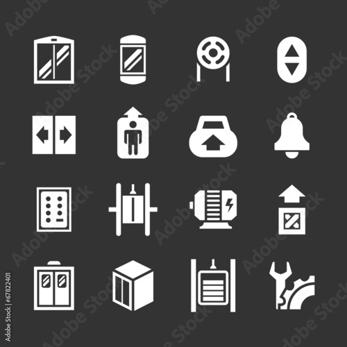 Set icons of elevator and lift