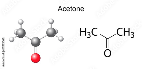 Structural chemical formula of acetone molecule