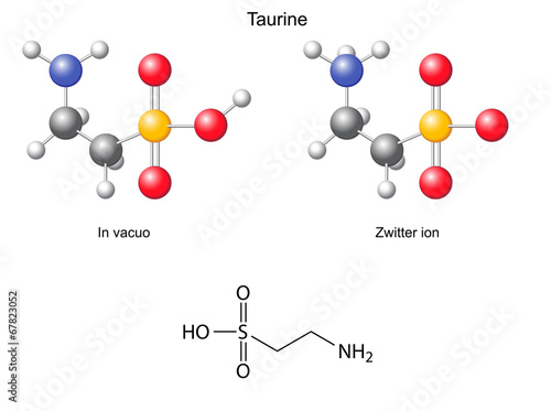 Taurine (tau) - chemical structural formula and models