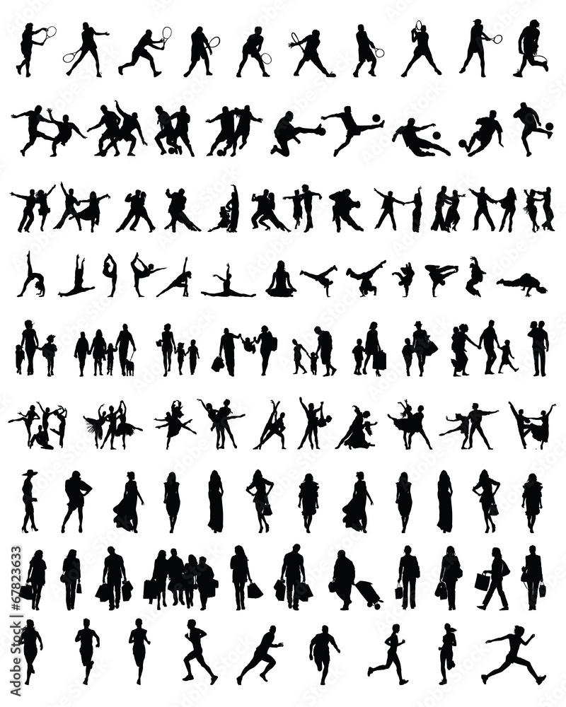 Big and different set of people silhouettes 2, vector Big and different set of people silhouettes 2, vector