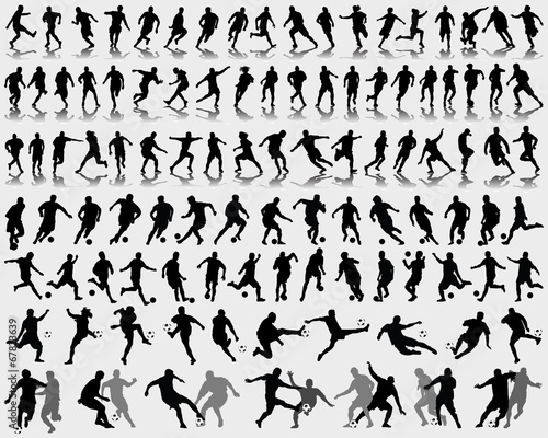 Silhouettes and shadow of football players. vector