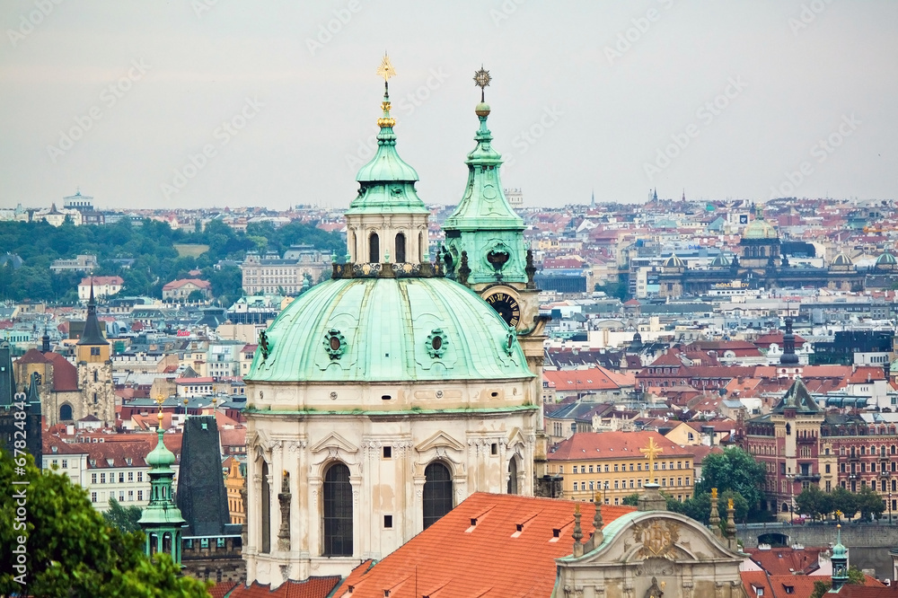 Cityscape view of historical buildings in Prague, Czech Republic