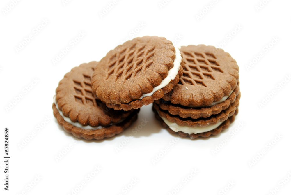 Wafer Cookie Sandwiches Isolated Over a White Background Wafer Cookie Sandwiches Isolated Over a White Background