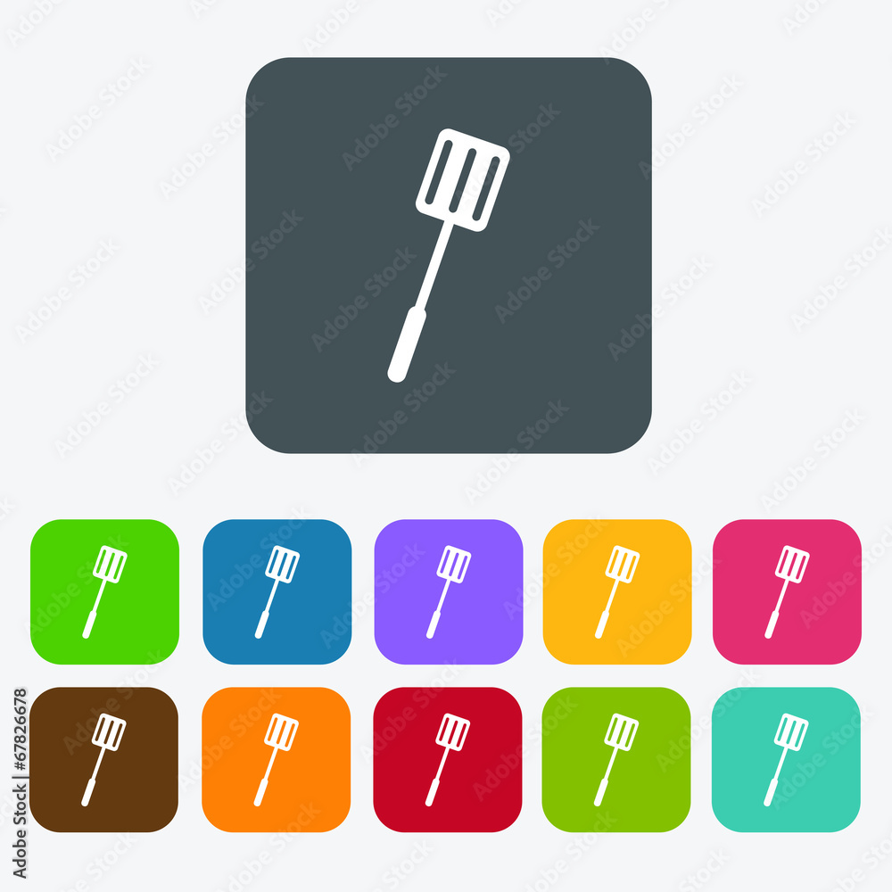 Spatula icons set. Rectangle colourful 12 buttons. Vector Spatula icons set. Rectangle colourful 12 buttons. Vector