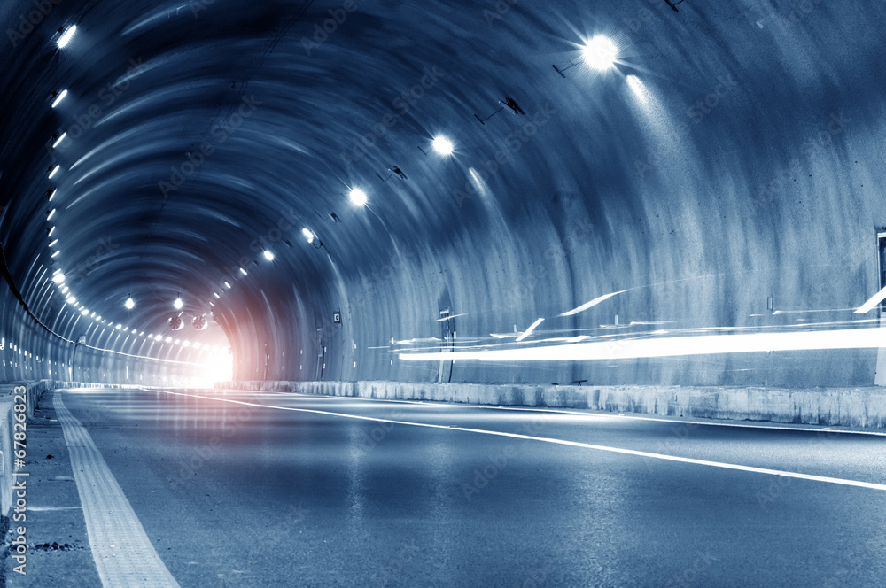 Abstract car in the tunnel trajectory - obrazy, fototapety, plakaty 