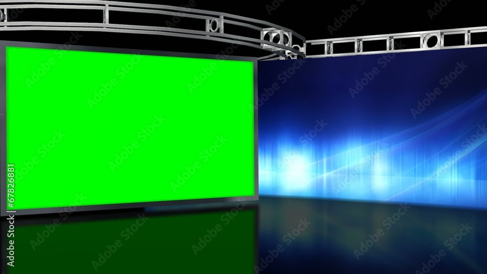 Virtual Studio Background with green screen Wall Virtual Studio Background with green screen Wall