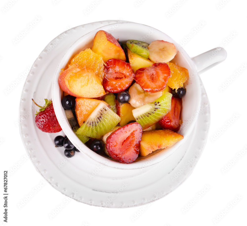 Fresh fruits salad in bowl isolated on white Fresh fruits salad in bowl isolated on white