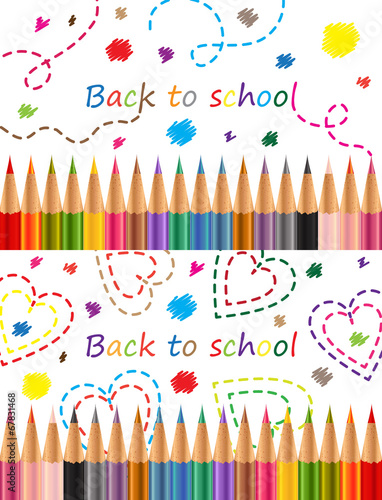 Back to school Colored pencils Vector illustration.