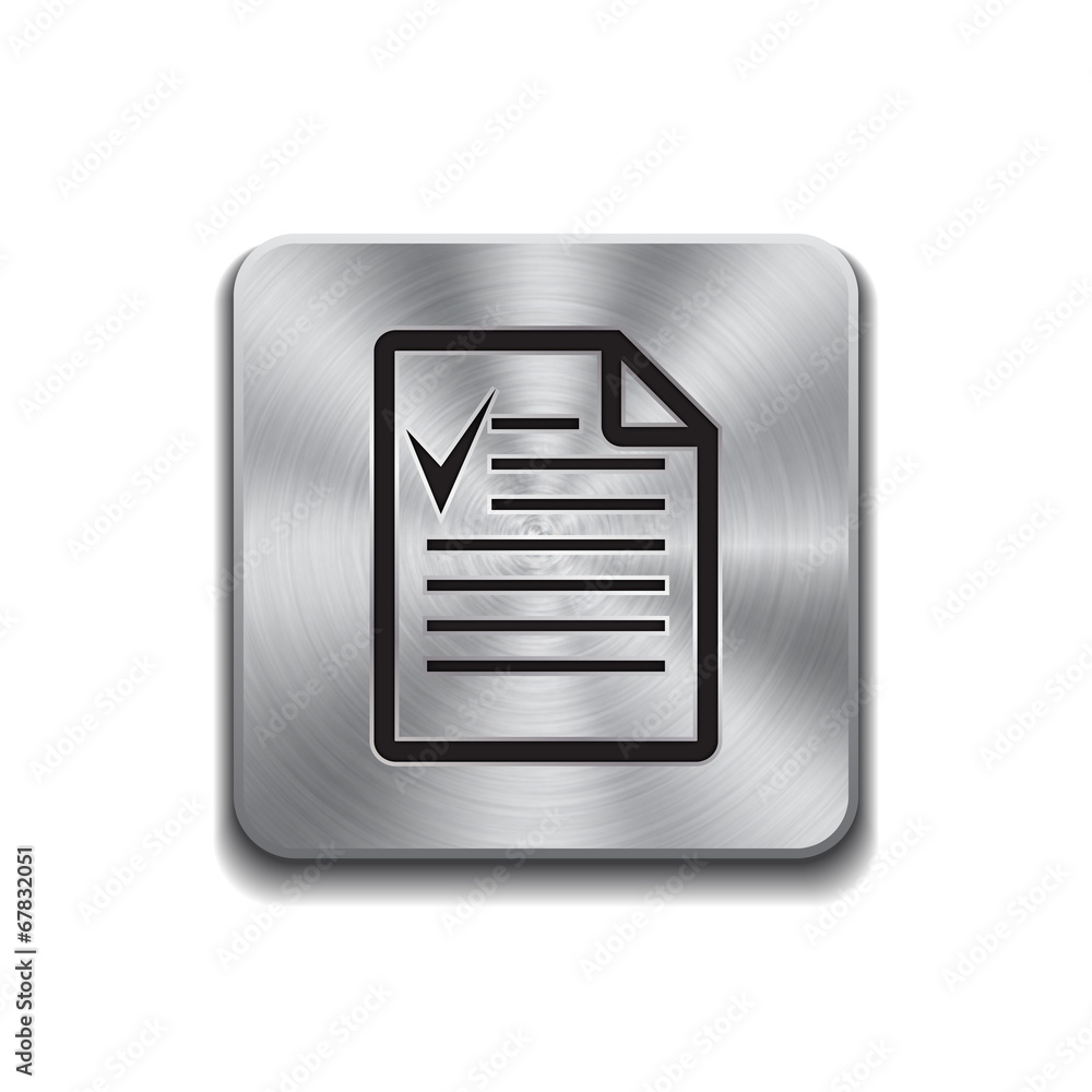 Metallic button with notes icon Metallic button with notes icon