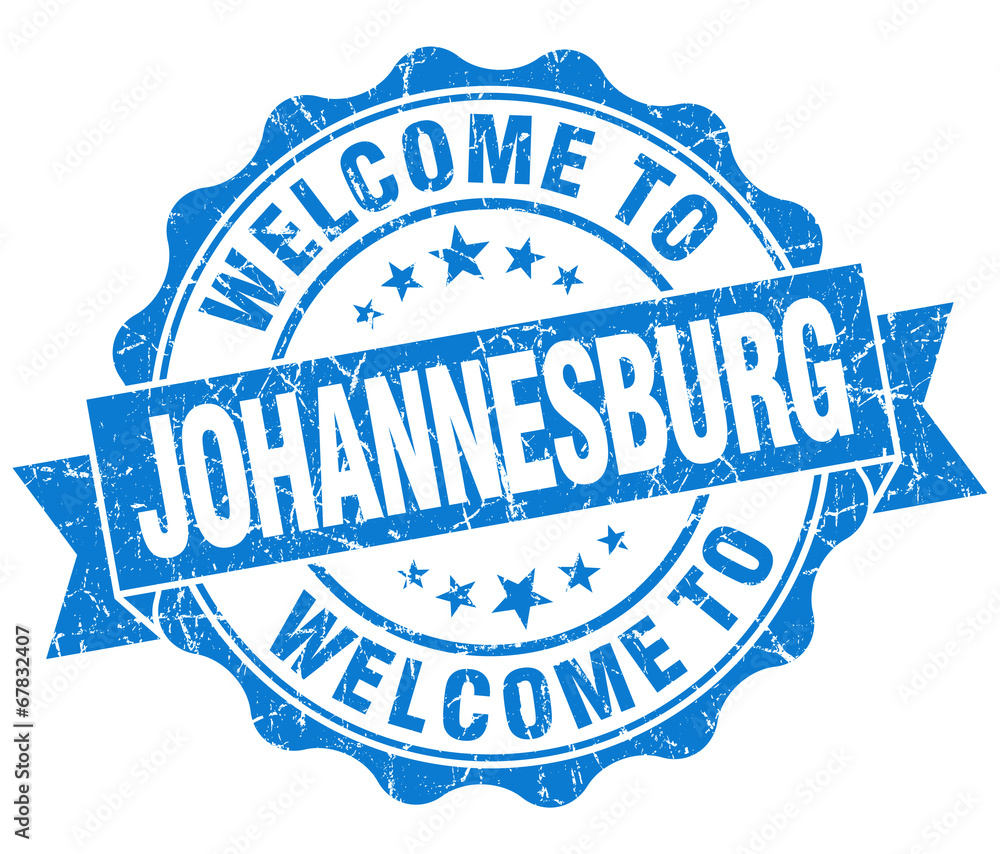 Fototapeta premium welcome to Johannesburg blue vintage isolated seal
