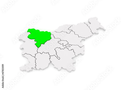 Map of Gorenjska region. Slovenia.
