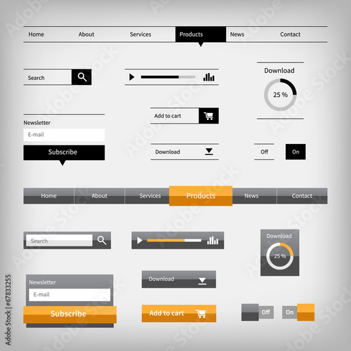 Two styles of web site design. Navigation elements. Newsletter.