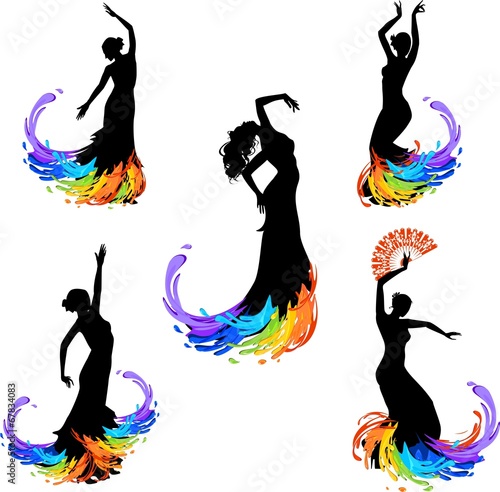 Five silhouettes of dancer