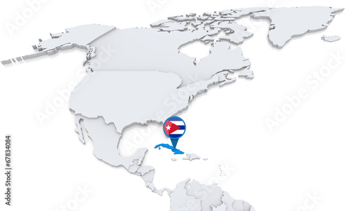 Photography Cuba on a map of North America