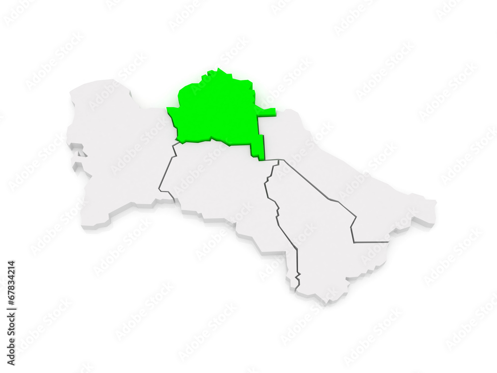 Map of Dashoguz. Turkmenistan.