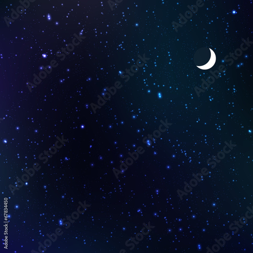 Starry night with moon, vector illustration