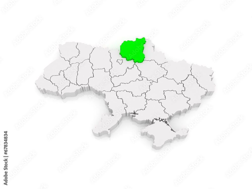 Map of Chernihiv region. Ukraine.