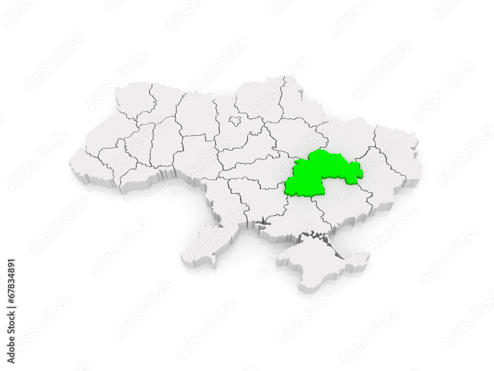Map of Dnipropetrovsk region. Ukraine.