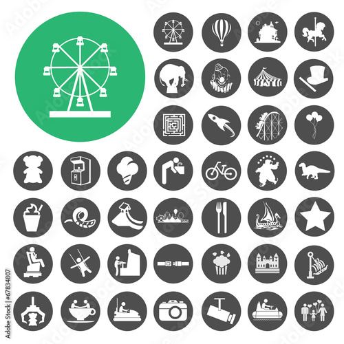 Amusement Park icons set